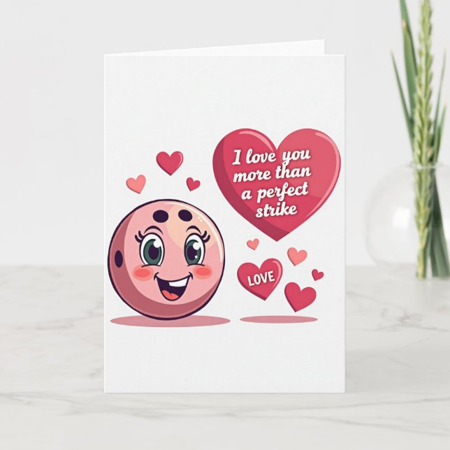 Carte Pink Bowling Ball Love Card (Devant)