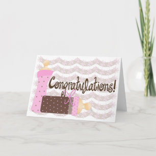 Carte Pink & Brown Bottles Baby Girl Congratulations