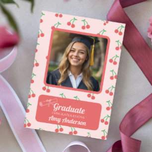 Carte Pink Cherry Photo Fun Jote Graduation