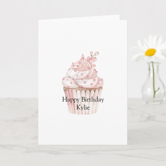 Carte Pink Chic Cupcake Anniversaire (Petite plante)