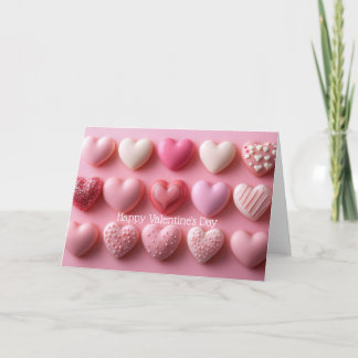 Carte Pink Chocolate Hearts Valentine`s Day Card 