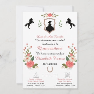 Carte Pink,Cowgirl Western Invitation,Quinceanera Ranch 
