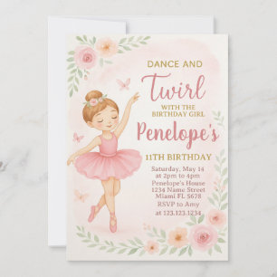 Carte Pink Dance Party modifiable pour les petites