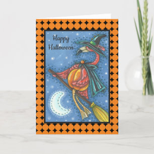 Carte PINK FLAMANT ROSE WITCH HALLOWEEN GREETING CARD Bl