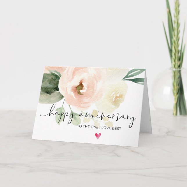 Carte Pink Floral Bonne Anniversaire Mari ami (Devant)