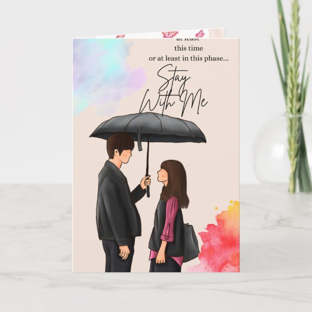 Carte Pink Floral Butterfly Folded Greeting Card – Blank (Devant)