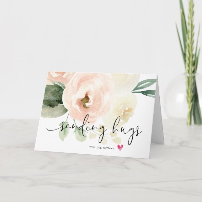 Carte Pink Floral Envoi de carangs Encourager la sympath (Devant)