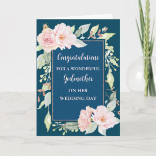 Carte Pink Floral Godmère de mariage Jour Félicitations