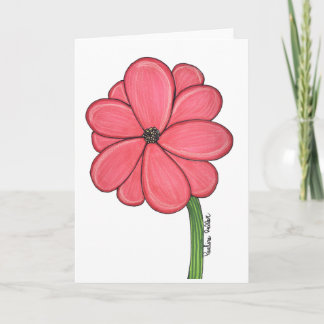 Carte Pink Flower with White background blank