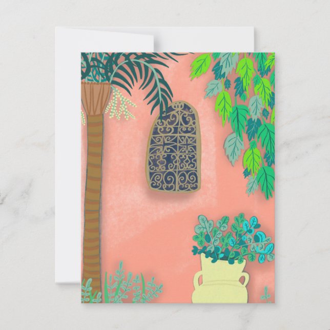 Carte Pink Garden Wall Secret Exotique Palm Tree (Devant)