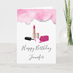 Carte Pink Glam Lipstick & ongle Polonais Beauté Anniver