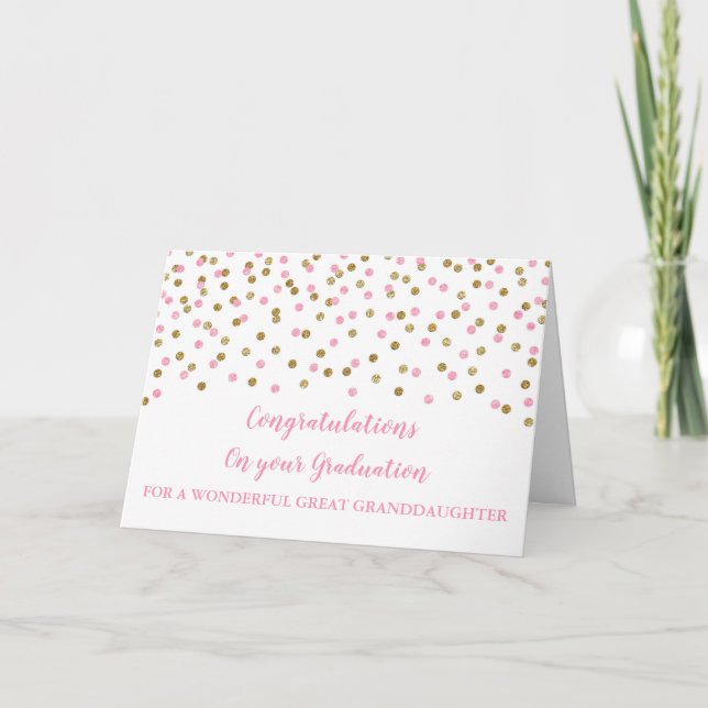 Carte Pink Gold Grand Grandgirl Graduation (Devant)