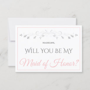 Carte Pink & Grey Be My Maid of Honor Card