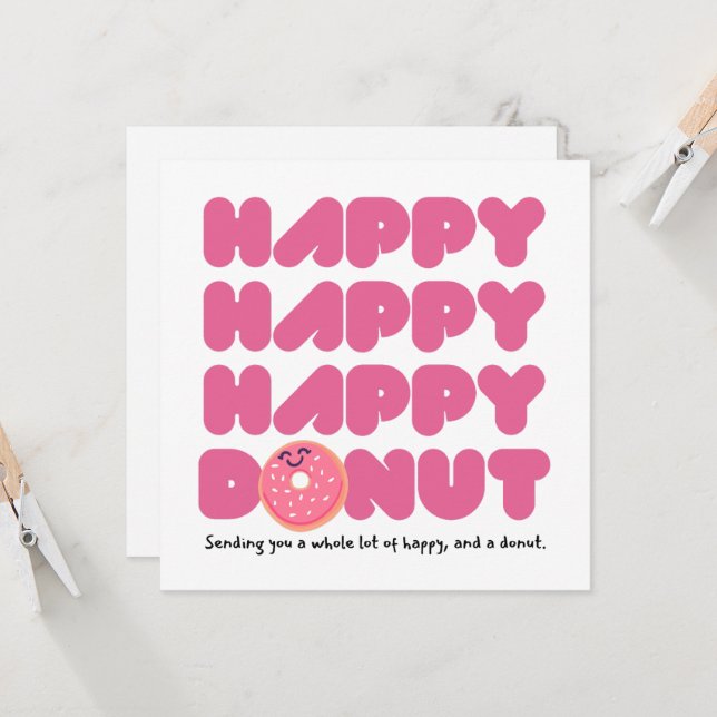 Carte Pink HAPPY HAPPY Donut (Devant/Arrière en situation)