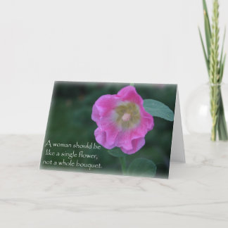 Carte Pink hollyhock flower woman