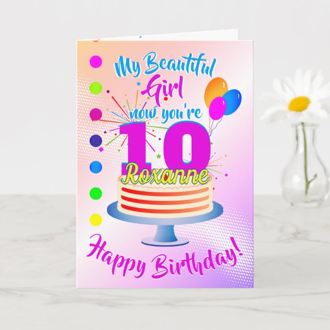 Carte PINK Joyeux 10e anniversaire | modifiable (Petite plante)