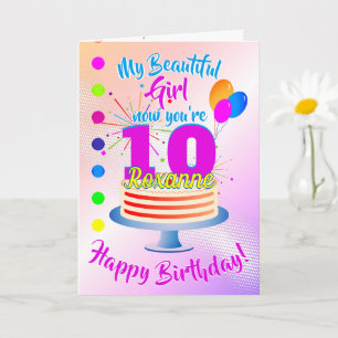 Carte PINK Joyeux 10e anniversaire   modifiable