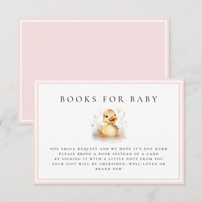 Carte Pink Little Duck Baby showers Livres pour Baby Car (Devant / Derrière)