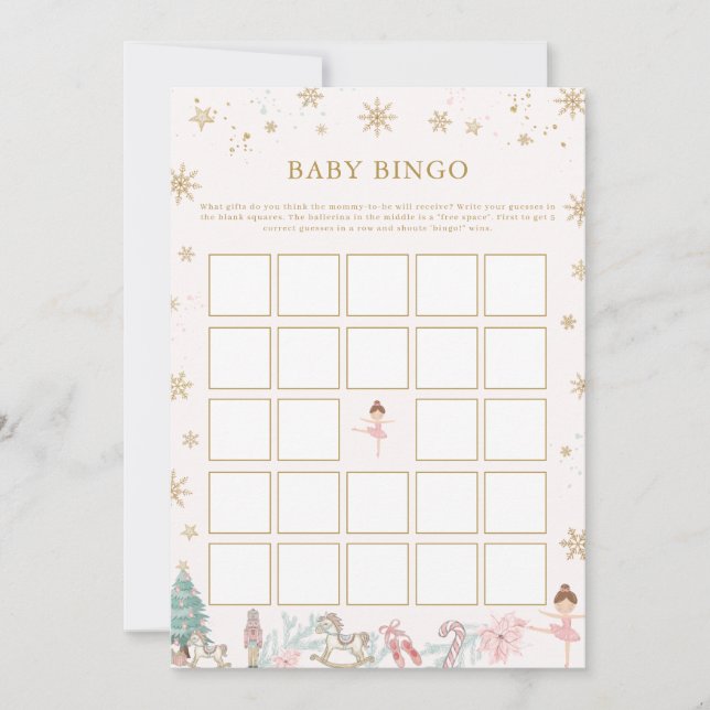 Carte Pink Nutcracker Ballet Baby Bingo Game  (Devant)