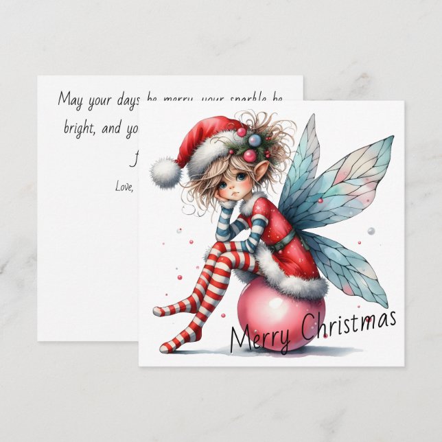 Carte Pink Ornament Fairy – Holiday Card (Devant / Derrière)