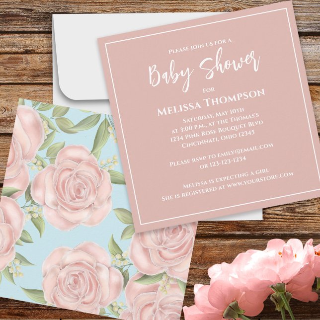 Carte Pink Pretty Botanical Baby Girl Rose Bouquet Cute (Créateur téléchargé)