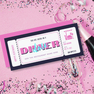 Carte Pink Purple Dinner Date Bon cadeau Billet