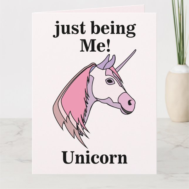 Carte Pink Purple Unicorn Head (Devant)