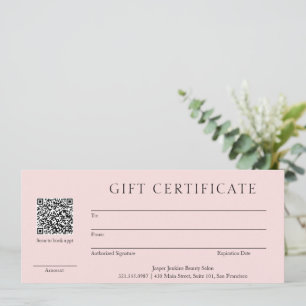 Carte Pink QR Code Modern Business Cadeau Certificat