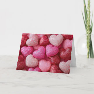 Carte Pink Red Glitter Hearts Valentine`s Day Card 