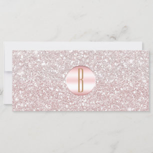 Carte Pink Rose Rose Gold Parties scintillant Monogramme