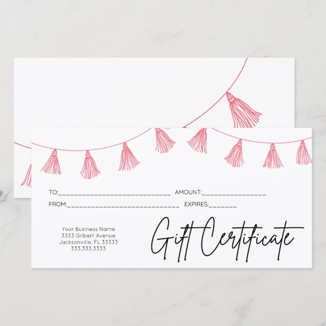 Carte Pink Script Logo Certificat cadeau d'entreprise (Devant / Derrière)