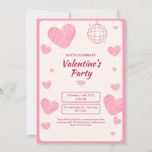 Carte Pink Simple Valentine Day Party