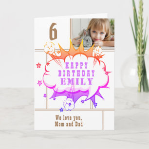 Carte Pink Superhero Comic Discours Bubble Girl Annivers
