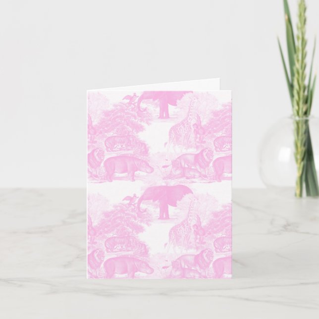 Carte Pink Toile Jungle Animaux Safari Chinoiserie (Devant)