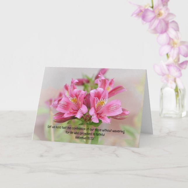 Carte Pink Tropical Flowers Bible Verse Art Note Card (Orchidée)
