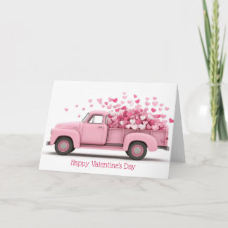Carte Pink Truck with Hearts Valentine`s Day Card 