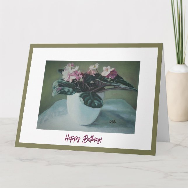 Carte Pink violet anniversaire art de pola.B.Alex Car (Devant)