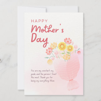 Carte Pink Watercolor Mothers Day Greeting Card