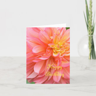 CARTE "PINK & YELLOW DAHLIA /HEUREUX ANNIVERSAIRE"
