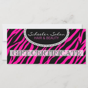 Carte Pink Zebra Imprimer Cheveux et cadeau de beauté