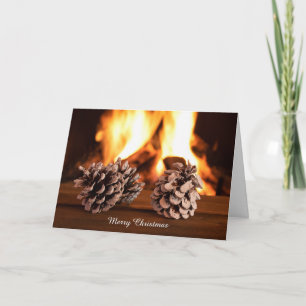 Carte Pins de Noël par cheminée