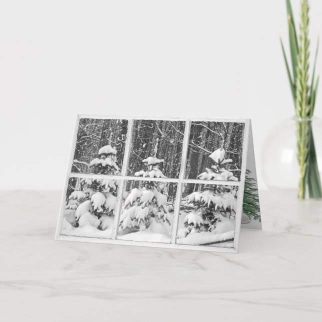 Carte pins d'hiver dans la fenêtre (Devant)