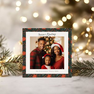 Carte Pinsettie verte traditionnelle et rouge Noël photo
