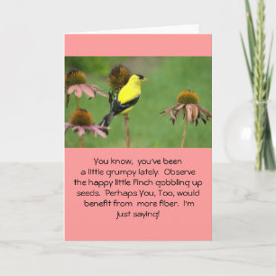 CARTE PINSON JAUNE SUR CONEFLOWER/HUMOR/FRIENDSHIP