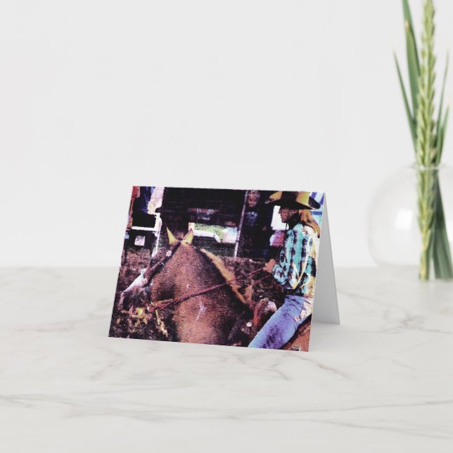 Carte Pinto et Cowgirl, Anniversaire (Devant)