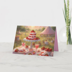 Carte Pique-nique d'anniversaire gâteau aux fraises capr
