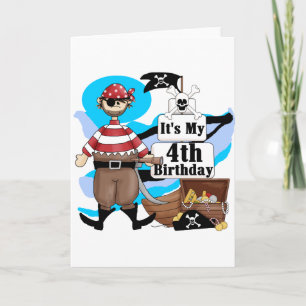 Carte Pirate 4e anniversaire Tshirts et cadeaux