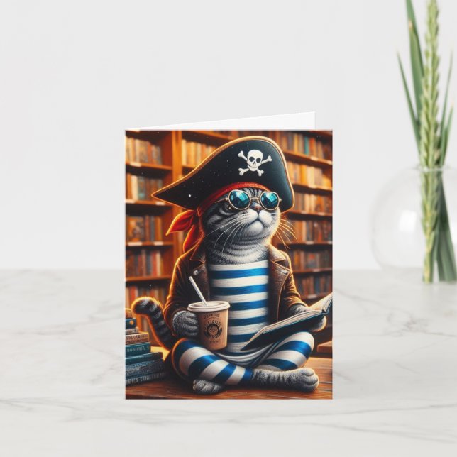 Carte Pirate Cat Café blanc à l'intérieur de toutes les  (Devant)