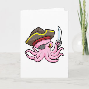 Carte Pirate de pieuvre avec patch Sabre et Oeil