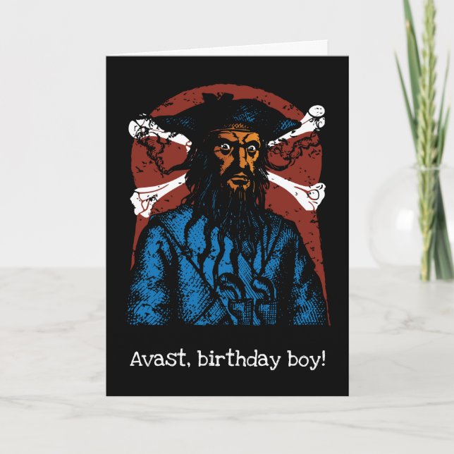 CARTE PIRATE PERSONNALISABLE BLACKBEARD (Devant)